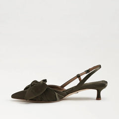 Treena Slingback Kitten Heel-Winter Moss Satin