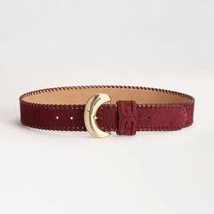 45MM Whipstitch Belt-Burgundy