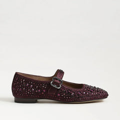 Michaela Bling Mary Jane Flat-Parisian Plum Fabric