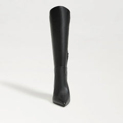 Taylin Pointed Toe Knee High Boot-Black Leather