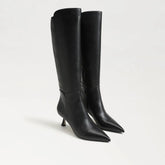 Taylin Pointed Toe Knee High Boot-Black Leather