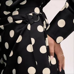 Dot Shirt Mini Dress-Black/White