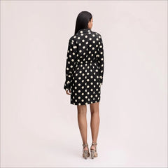 Dot Shirt Mini Dress-Black/White