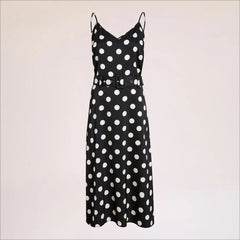 Belted Dot Maxi Dress-Polka Dot