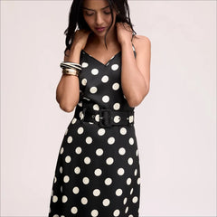 Belted Dot Maxi Dress-Polka Dot