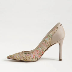 Hazel Riviera Pointed Toe Pump-Ecru Multi Mesh Fabric