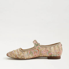 Michaela Riviera Mary Jane Flat-Ecru Multi Mesh Fabric