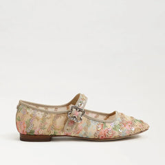 Michaela Riviera Mary Jane Flat-Ecru Multi Mesh Fabric