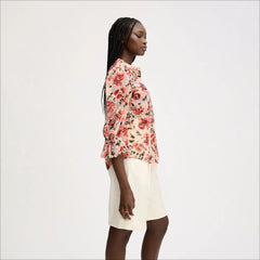 Blouson Sleeve Shirt-Almond Watercolor Floral