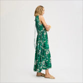 Side Tie Maxi Dress-Dark Spring Green Floral