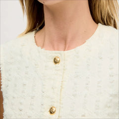Sleeveless Crop Top-Ecru