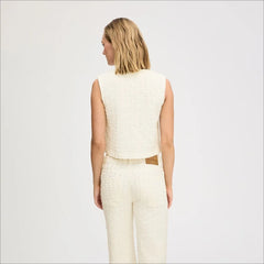 Sleeveless Crop Top-Ecru