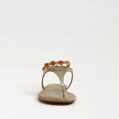 Canna Thong Flat Sandal-Amber Gold Leather