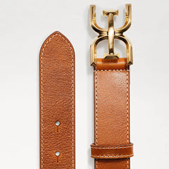 30MM Logo Stitch Belt-Saddle Leather