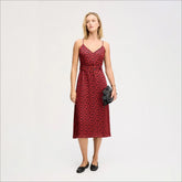 Red Hearted Belted Maxi Dress-Red