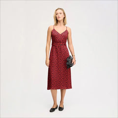 Red Hearted Belted Maxi Dress-Red