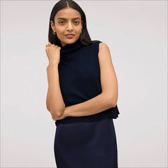 Sweater with Slip Midi Dress-Navy