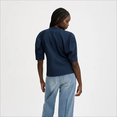 Raglan Short Sleeve V-Neck Top-Navy