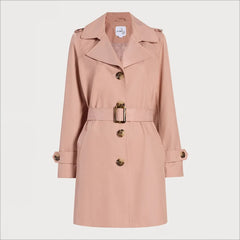 Single Breasted Trench Coat-Blush
