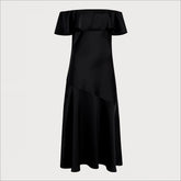 Off The Shoulder Aline Midi Dress-Black