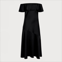 Off The Shoulder Aline Midi Dress-Black
