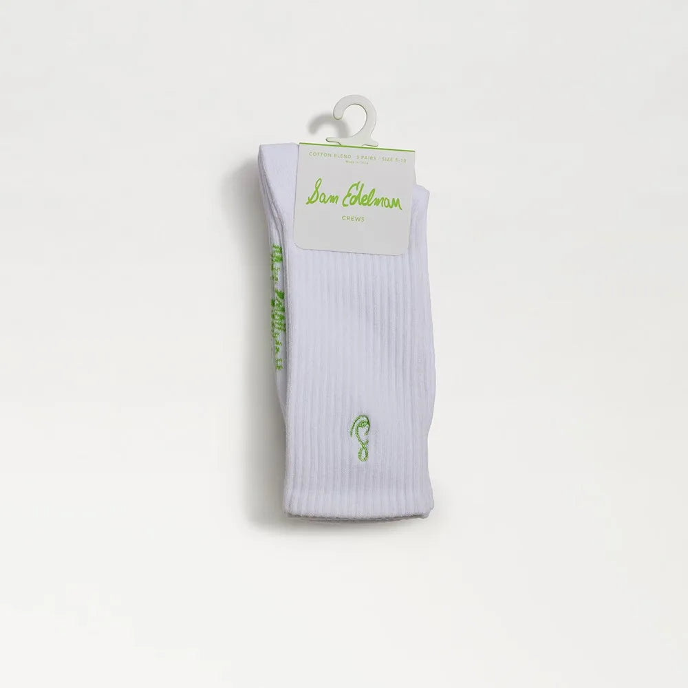 3 Pack Cotton Blend Logo Ribbed Crew Socks
