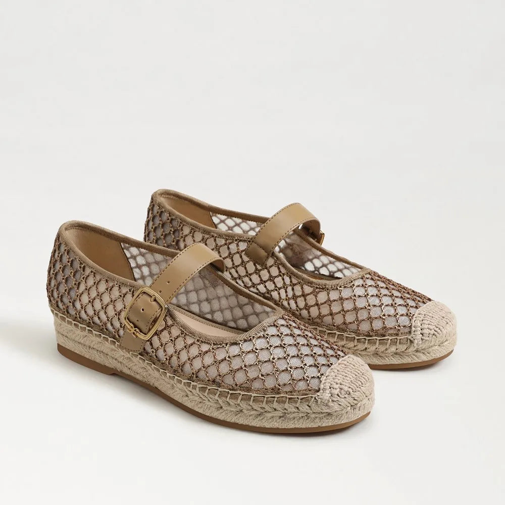 Mackie Mesh Espadrille Mary Jane-Brushed Gold/Cyprus Tan Mesh