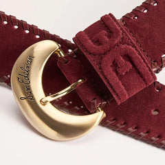 45MM Whipstitch Belt-Burgundy