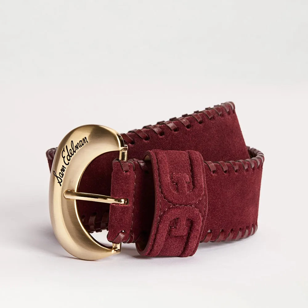 45MM Whipstitch Belt-Burgundy