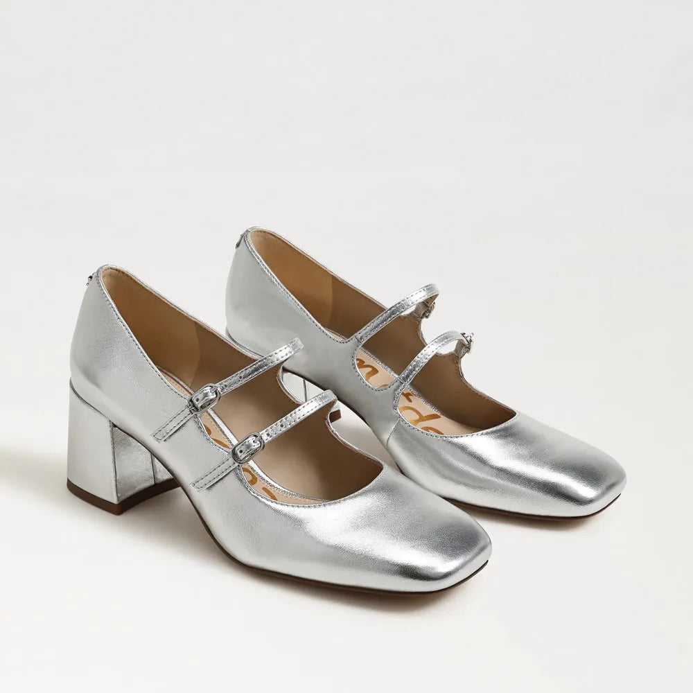 Sarah Mary Jane Pump-Soft Silver Leather