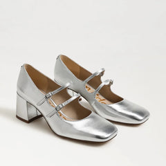 Sarah Mary Jane Pump-Soft Silver Leather