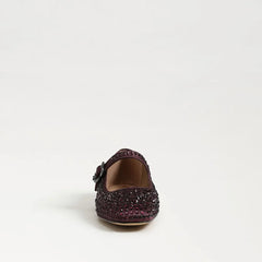 Michaela Bling Mary Jane Flat-Parisian Plum Fabric