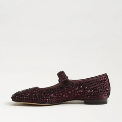 Michaela Bling Mary Jane Flat-Parisian Plum Fabric