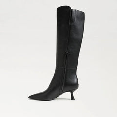 Taylin Pointed Toe Knee High Boot-Black Leather