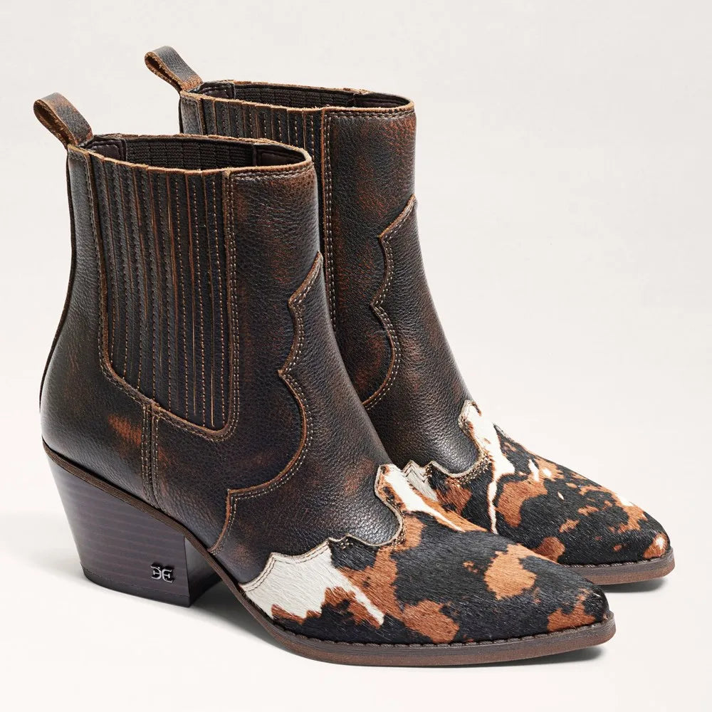 West Ankle Boot-Cow Print Calf Hair