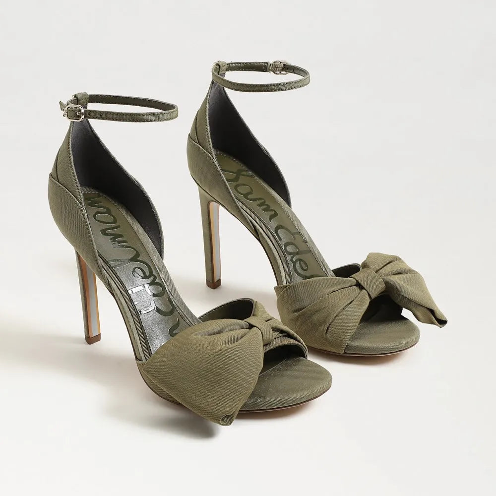 Ida Open Toe Stiletto Sandal-Olive/Light Olive Fabric