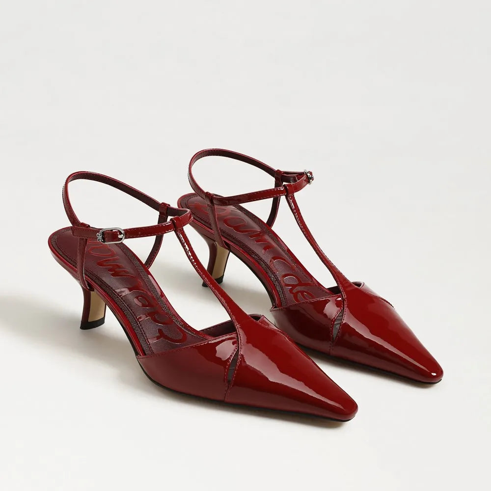 Briella T-Strap Pump-Deep Scarlet Patent Leather