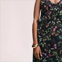 Ruffle Floral Maxi Dress-Black Multi