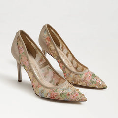 Hazel Riviera Pointed Toe Pump-Ecru Multi Mesh Fabric