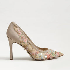 Hazel Riviera Pointed Toe Pump-Ecru Multi Mesh Fabric