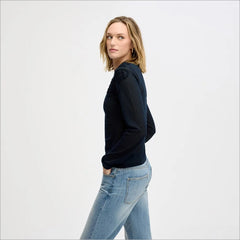 Ruffled Detail Sweater-Navy