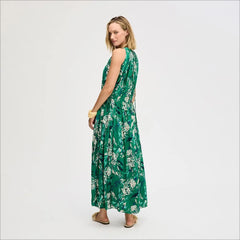 Side Tie Maxi Dress-Dark Spring Green Floral