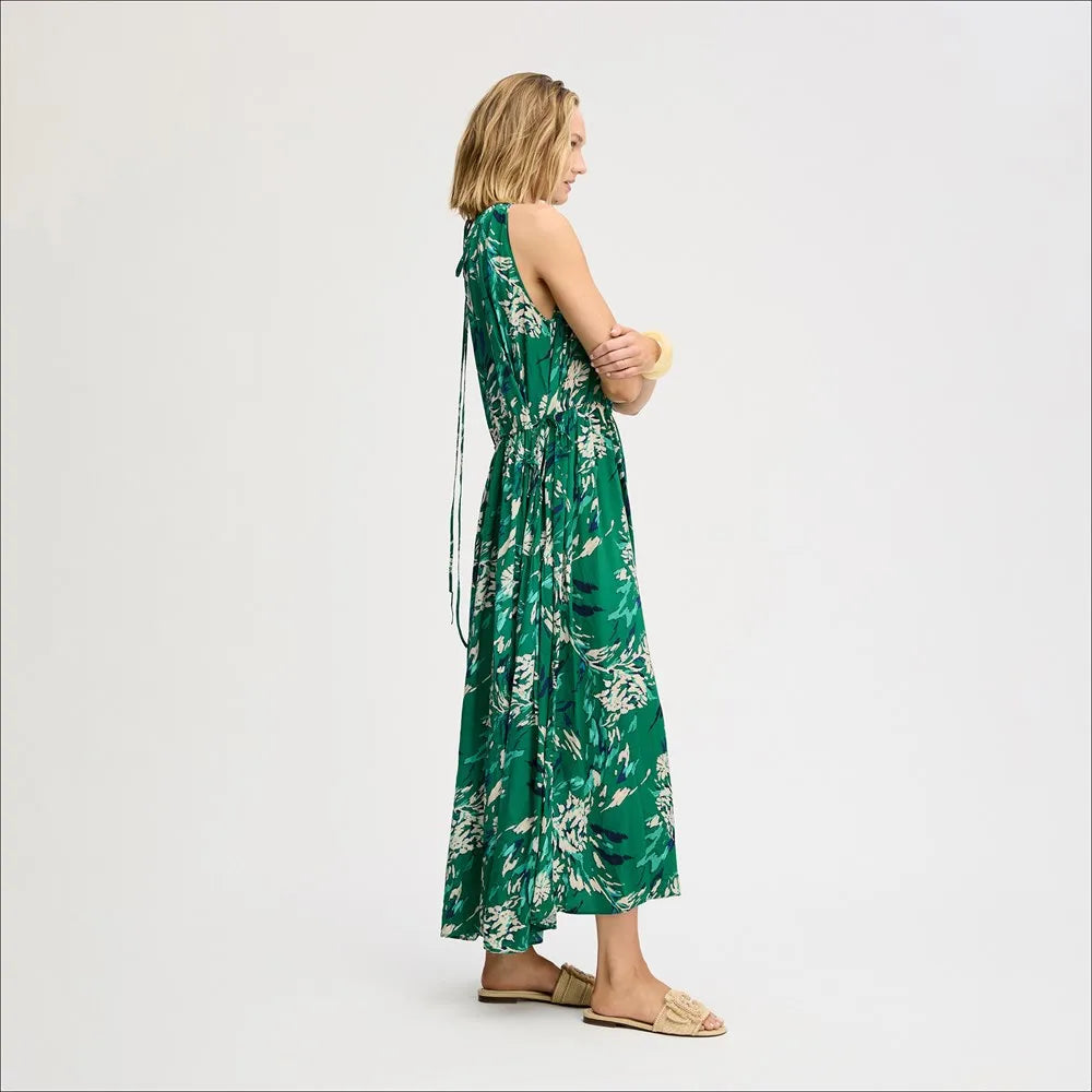 Side Tie Maxi Dress-Dark Spring Green Floral