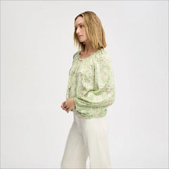 Gathered Boho Blouse-Willow Geo Floral