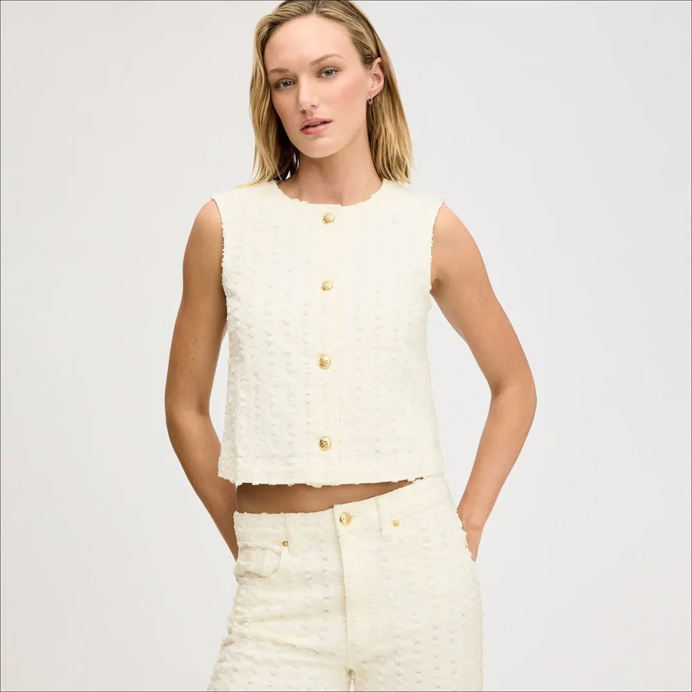 Sleeveless Crop Top-Ecru
