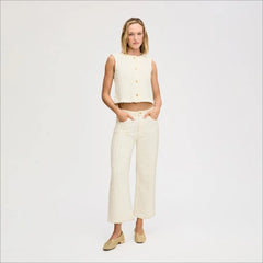 Sleeveless Crop Top-Ecru