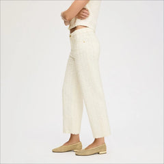 Laser Fray Wide Leg Jean-Ecru