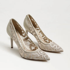Hazel Mesh Pointed Toe Pump-Modern Ivory Mesh Fabric