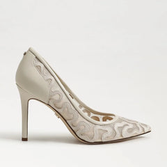 Hazel Mesh Pointed Toe Pump-Modern Ivory Mesh Fabric