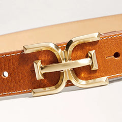 30MM Logo Stitch Belt-Saddle Leather